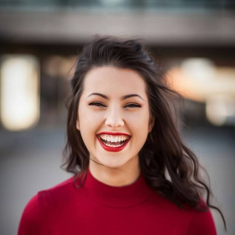 A laughing young woman